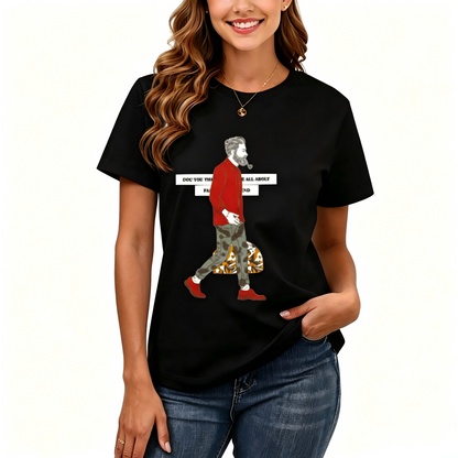 Women's Loose Fit Printed T-shirt | 200GSM Soft Breathable Cotton, Trendy Pattern for Daily & Outdoor Use 126