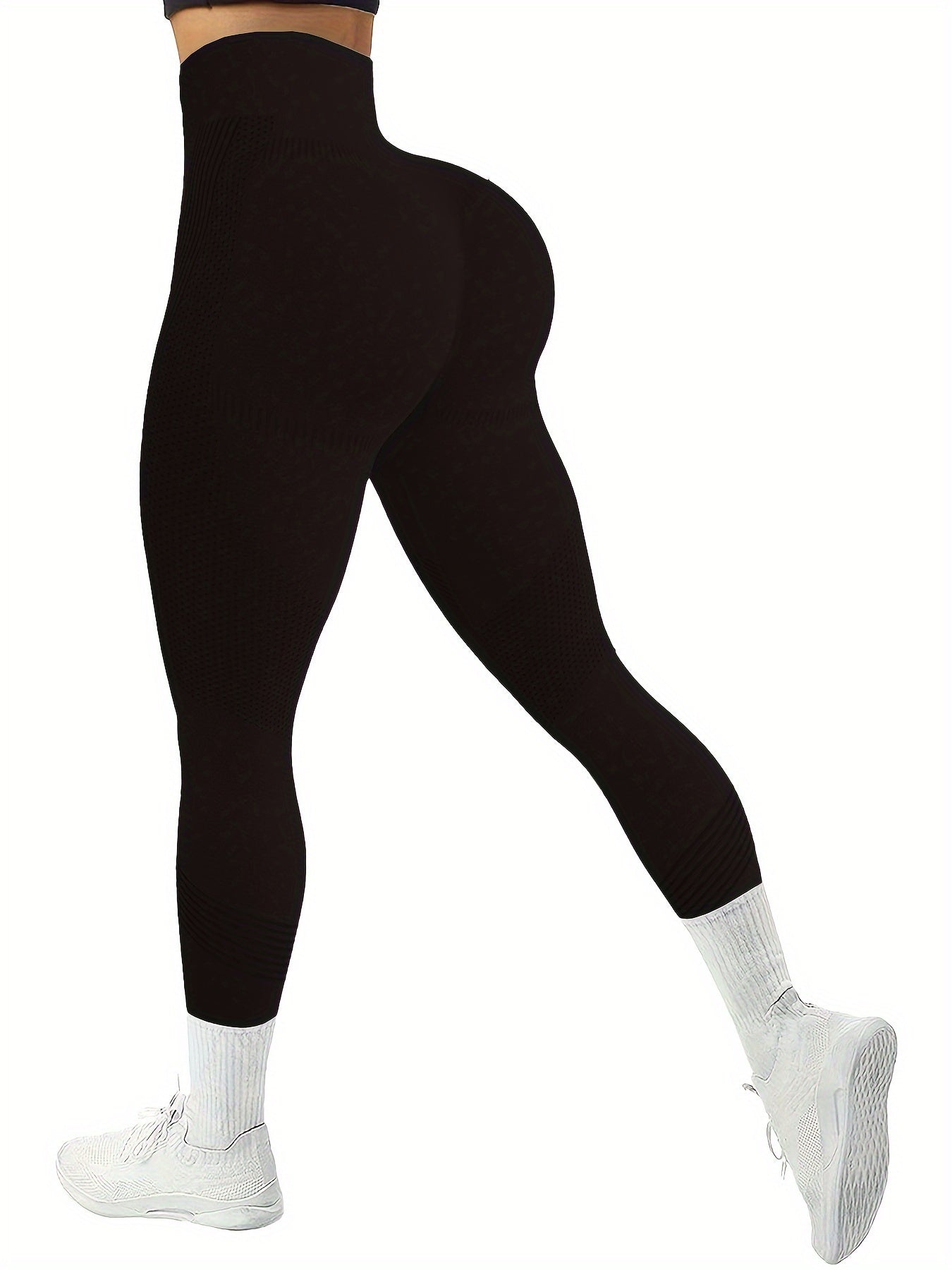 Women’s 4-Pack Seamless Striped Stretch Workout Yoga Leggings, Everyday Athletic Activewear Pants Multipack
