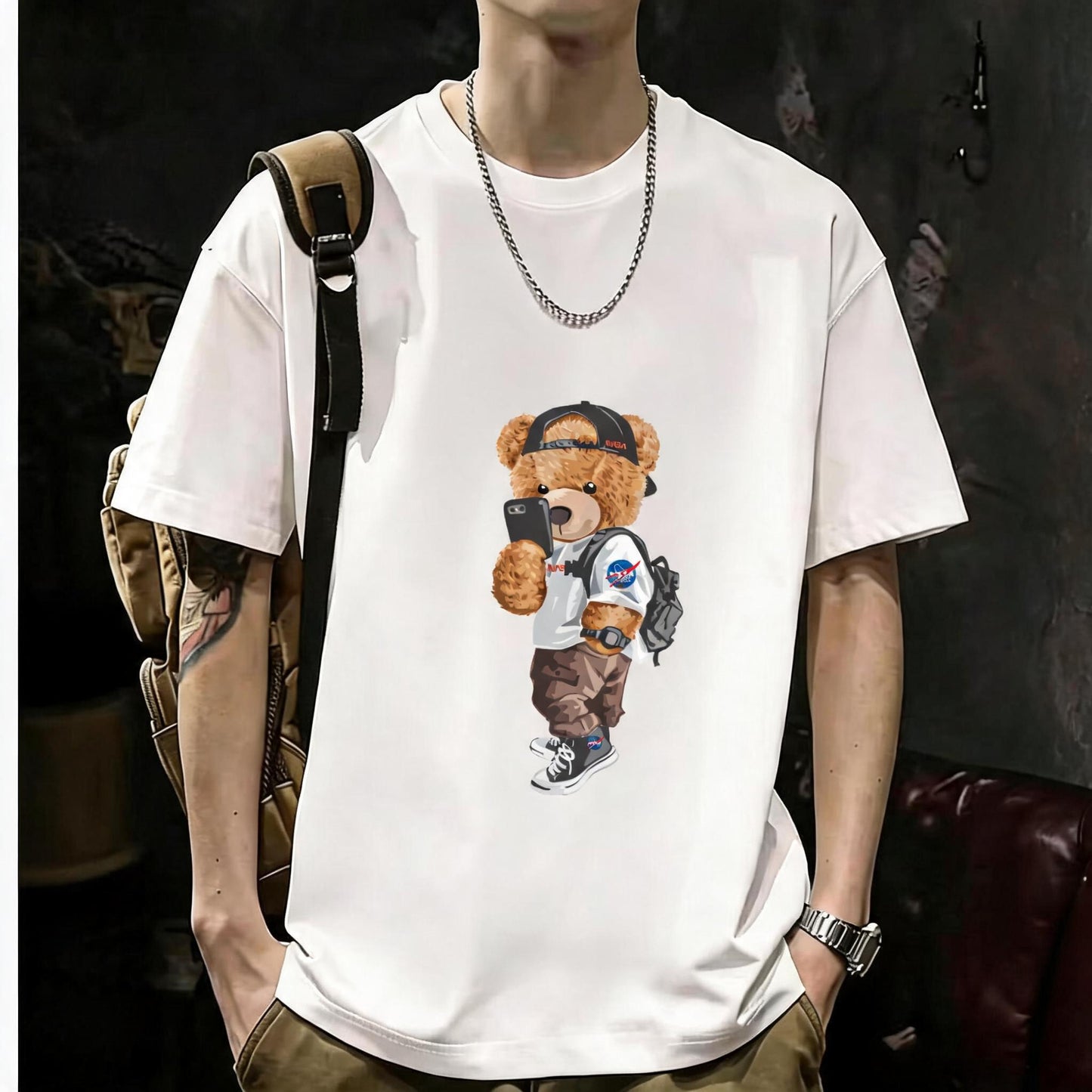Unisex Casual Short Sleeve | 200GSM Heavyweight Cotton Printed Crew Neck Tee 069