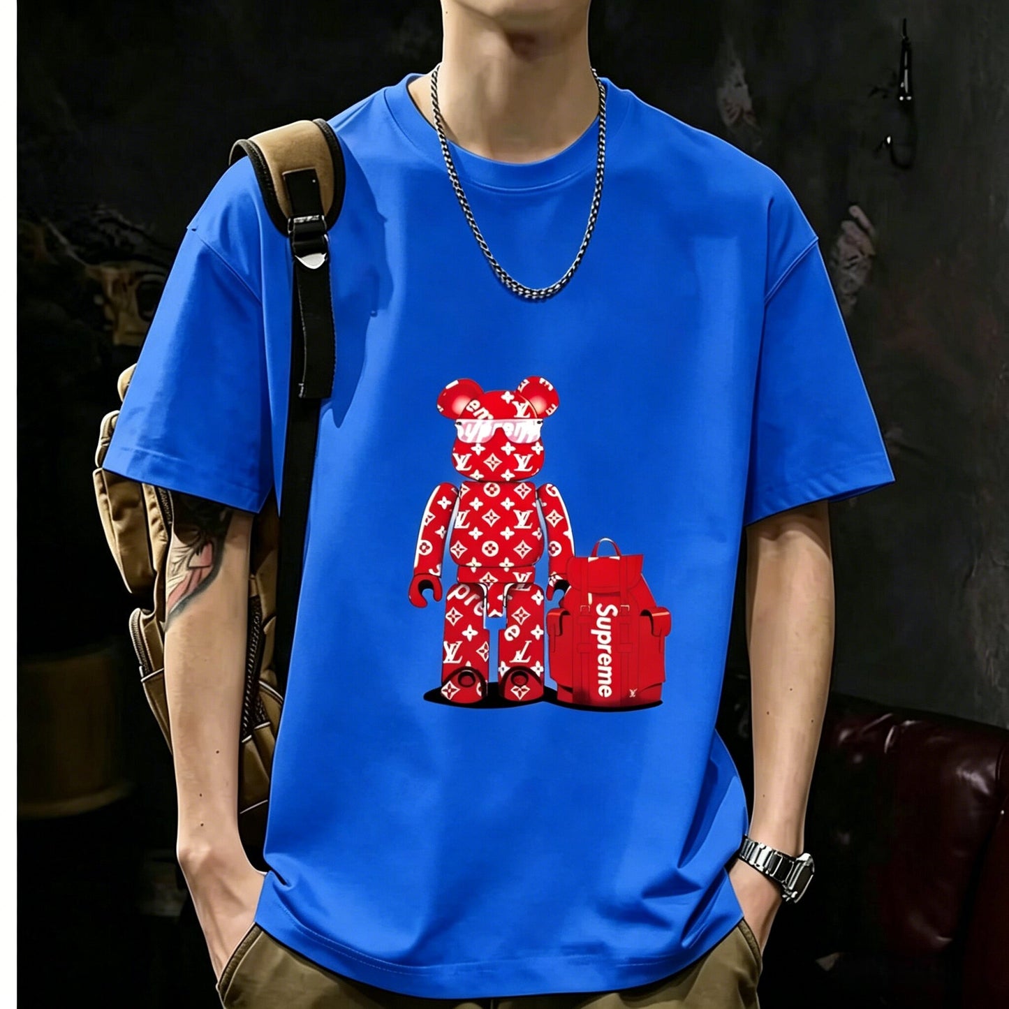 200GSM Heavyweight Printed Cotton Crew Neck T-Shirt | Unisex Basic Casual Tee 091