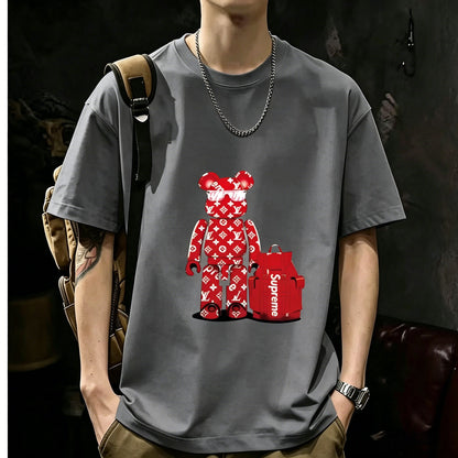 200GSM Heavyweight Printed Cotton Crew Neck T-Shirt | Unisex Basic Casual Tee 091