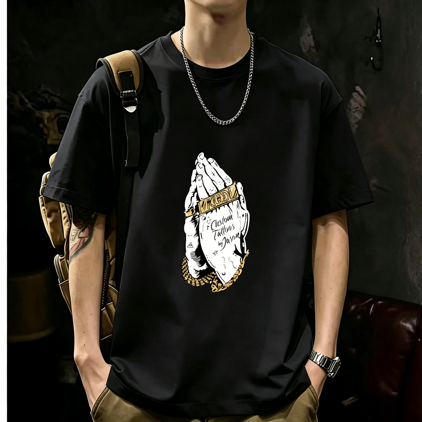 200GSM Heavyweight Printed Cotton Crew Neck T-Shirt | Unisex Basic Casual Tee 092