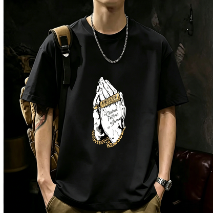 200GSM Heavyweight Printed Cotton Crew Neck T-Shirt | Unisex Basic Casual Tee 092