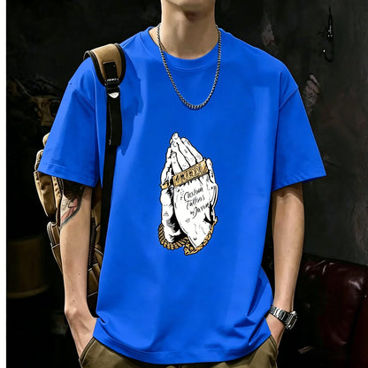 200GSM Heavyweight Printed Cotton Crew Neck T-Shirt | Unisex Basic Casual Tee 092