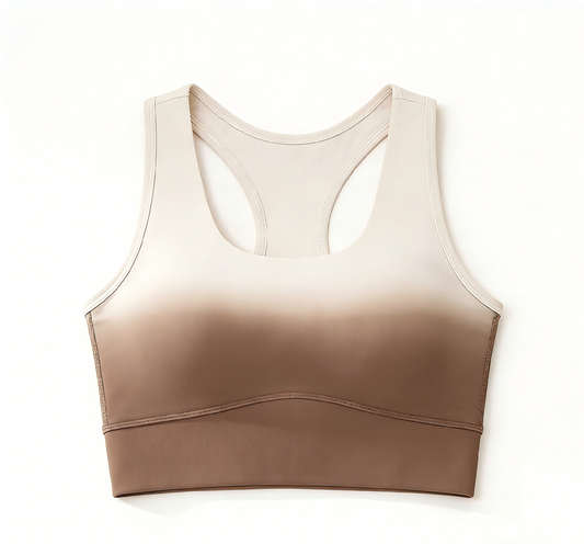 Gradient Yoga Bra High Elastic Naked Feeling Back Buckle Shockproof Sports Bra for Women