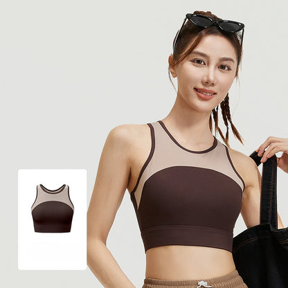 New Women's Yoga Tank Top with Built-in Pads - High Support Sports Bra, Breathable Workout Activewear for Running & Fitness