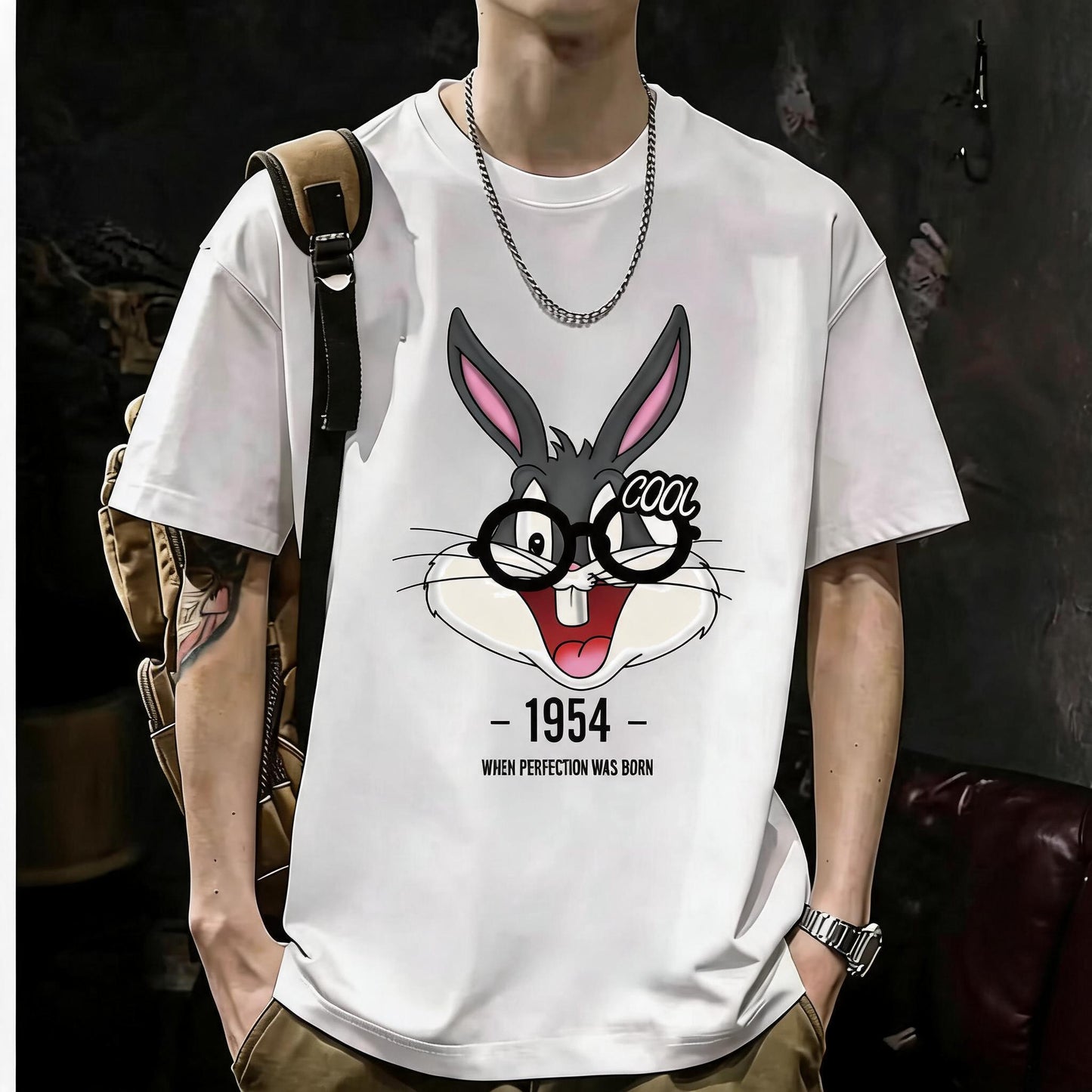 Unisex Casual Short Sleeve | 200GSM Heavyweight Cotton Printed Crew Neck Tee 050