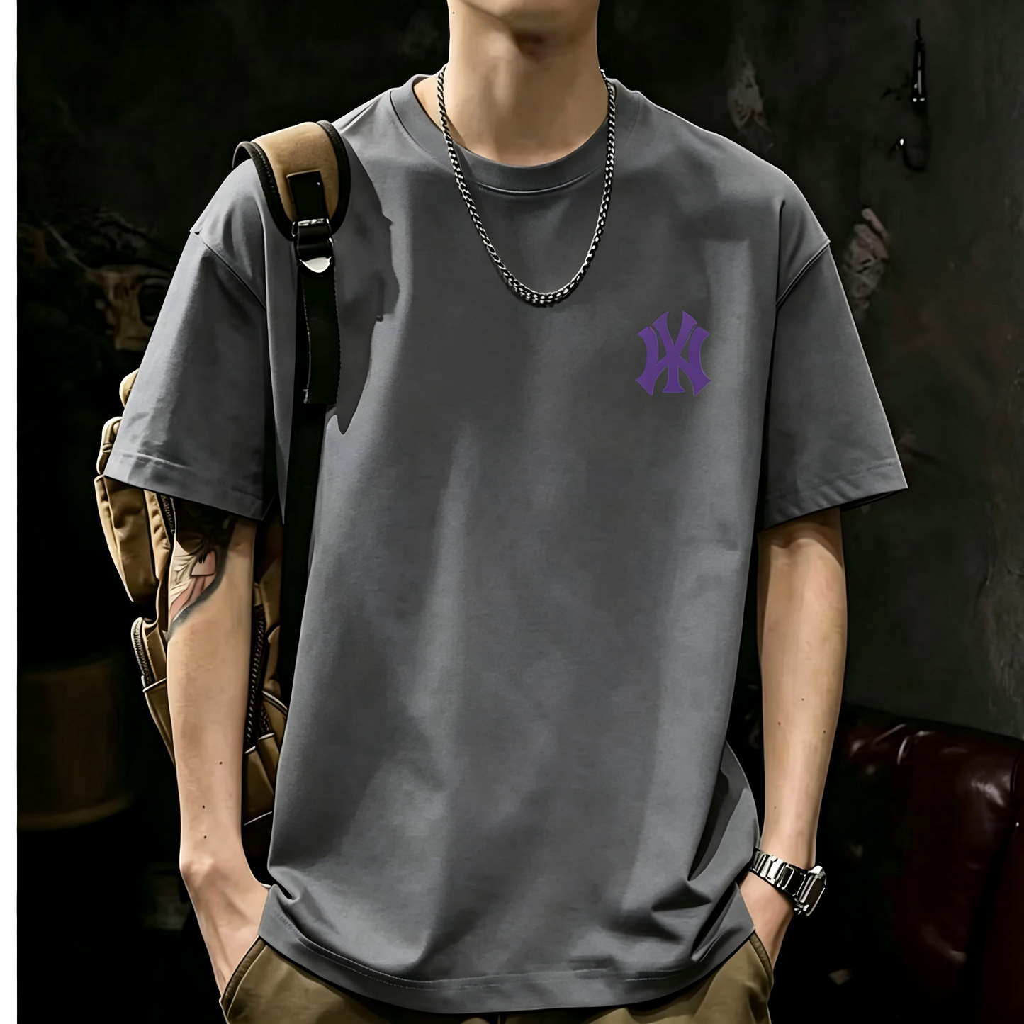 Unisex Casual Short Sleeve | 200GSM Heavyweight Cotton Printed Crew Neck Tee 071