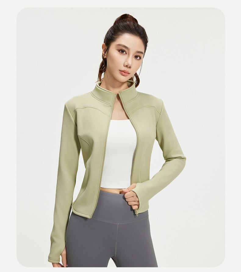 Women’s Winter Thermal Yoga Jacket – Thick Fleece Lined Slim Fit Sports Coat for Fitness, Running & Workout