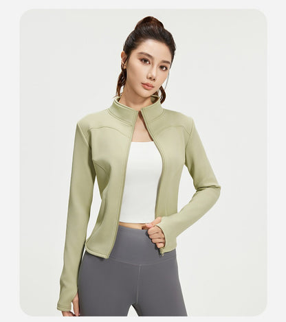 Women’s Winter Thermal Yoga Jacket – Thick Fleece Lined Slim Fit Sports Coat for Fitness, Running & Workout
