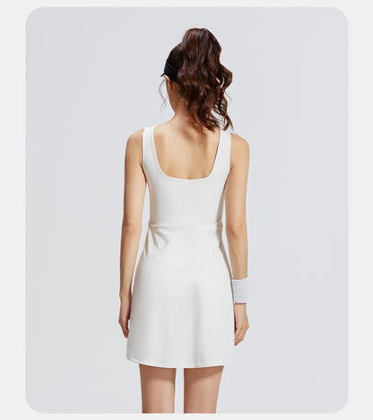 Women's New One-Piece Sports Tennis Dress, Built-in Chest Pad, Anti-Exposure, Beautiful Back Yoga Dress