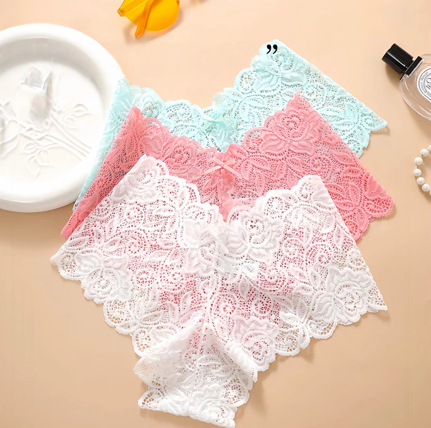 Women’s Cotton Bikini Panties Multipack, Lace Trim Bow Detail Soft Breathable Underwear for Daily & Bridal Wear, 6–18 Pack