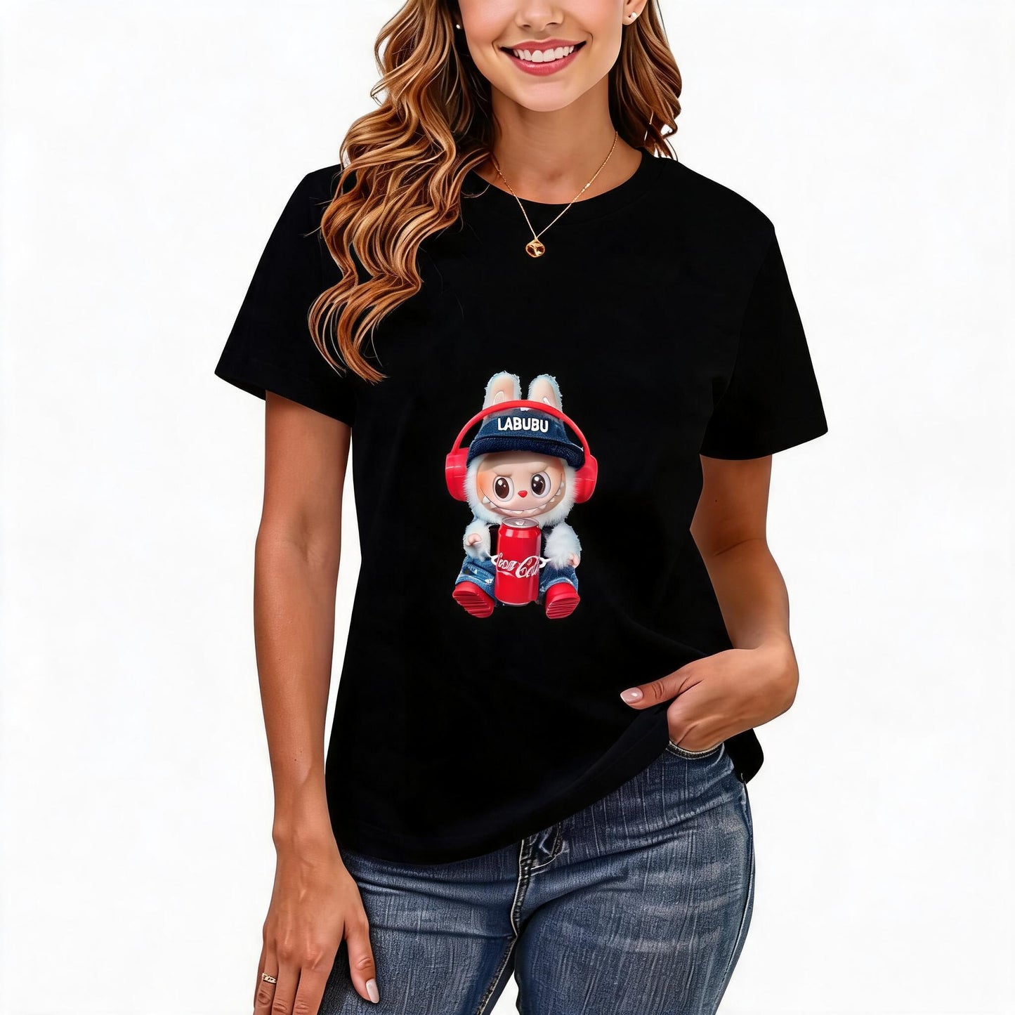 200GSM Women Premium Pure Cotton Graphic Print T Shirt Casual Crew Neck Short Sleeve Fashion Printed Ladies Daily Tops 093