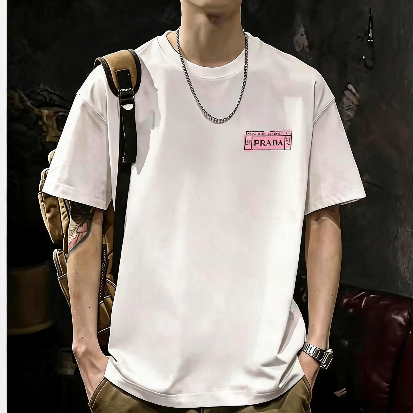 Unisex Casual Short Sleeve | 200GSM Heavyweight Cotton Printed Crew Neck Tee 068