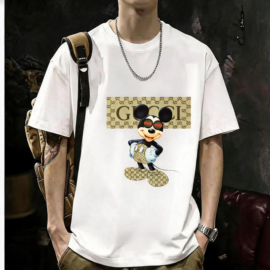 200GSM Heavyweight Printed Cotton Crew Neck T-Shirt | Unisex Basic Casual Tee 055