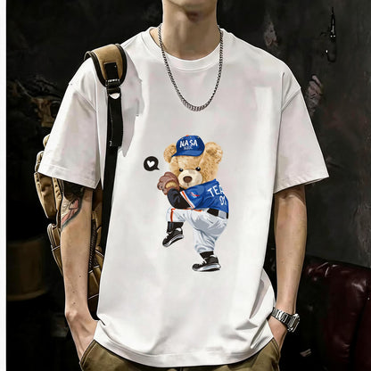 200GSM Heavyweight Printed Cotton Crew Neck T-Shirt | Unisex Basic Casual Tee 043
