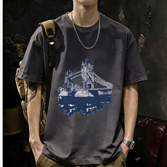 Unisex 200GSM Heavyweight Printed Cotton T-Shirt 048 - Gray product image
