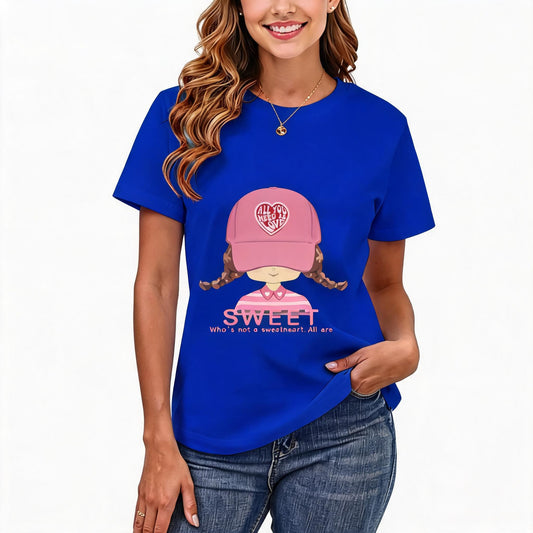 Women's 200GSM Loose Fit Printed T-Shirt 115 - Blue product image