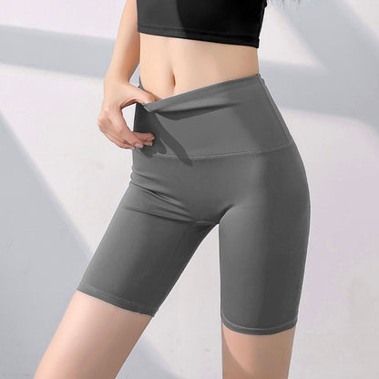 Women's No Camel Toe Yoga Shorts, High Waist Butt Lifting Five-Pocket Length Pants, Naked Feeling Workout Shorts