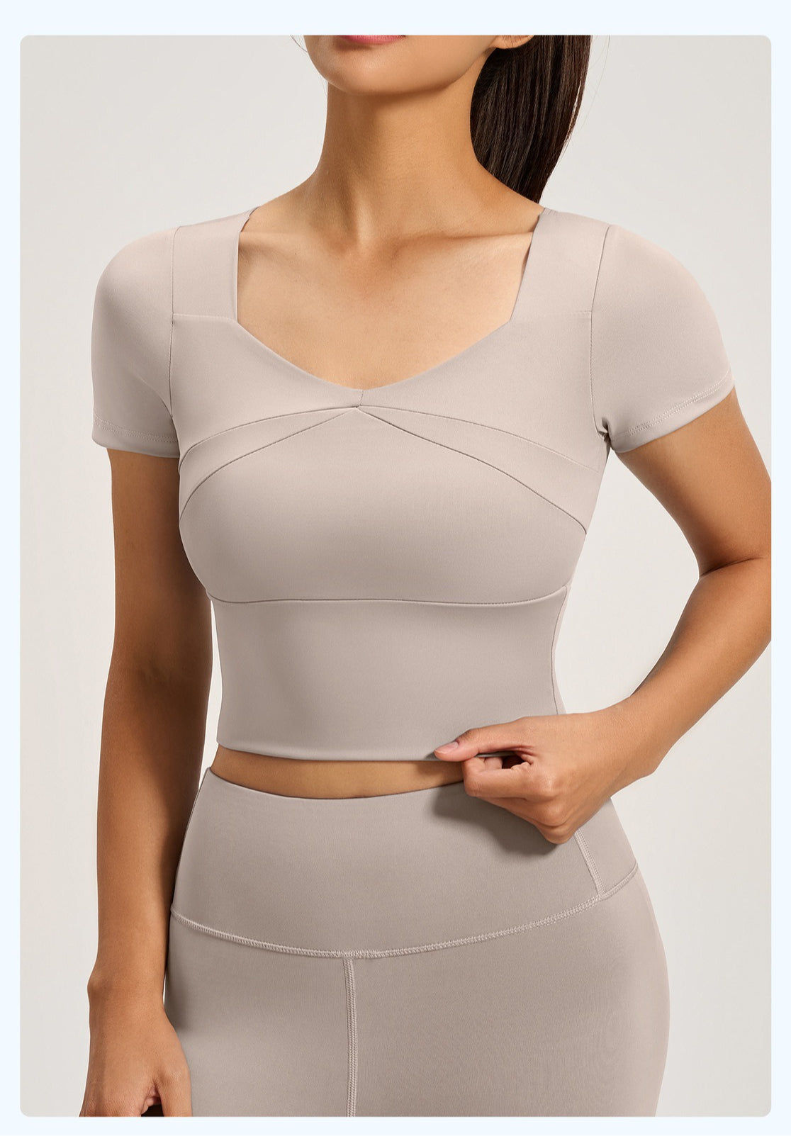 Women's Peach Splice Sports Short Sleeve, Built-in Bra High Elastic Slim Fit Yoga Running Top