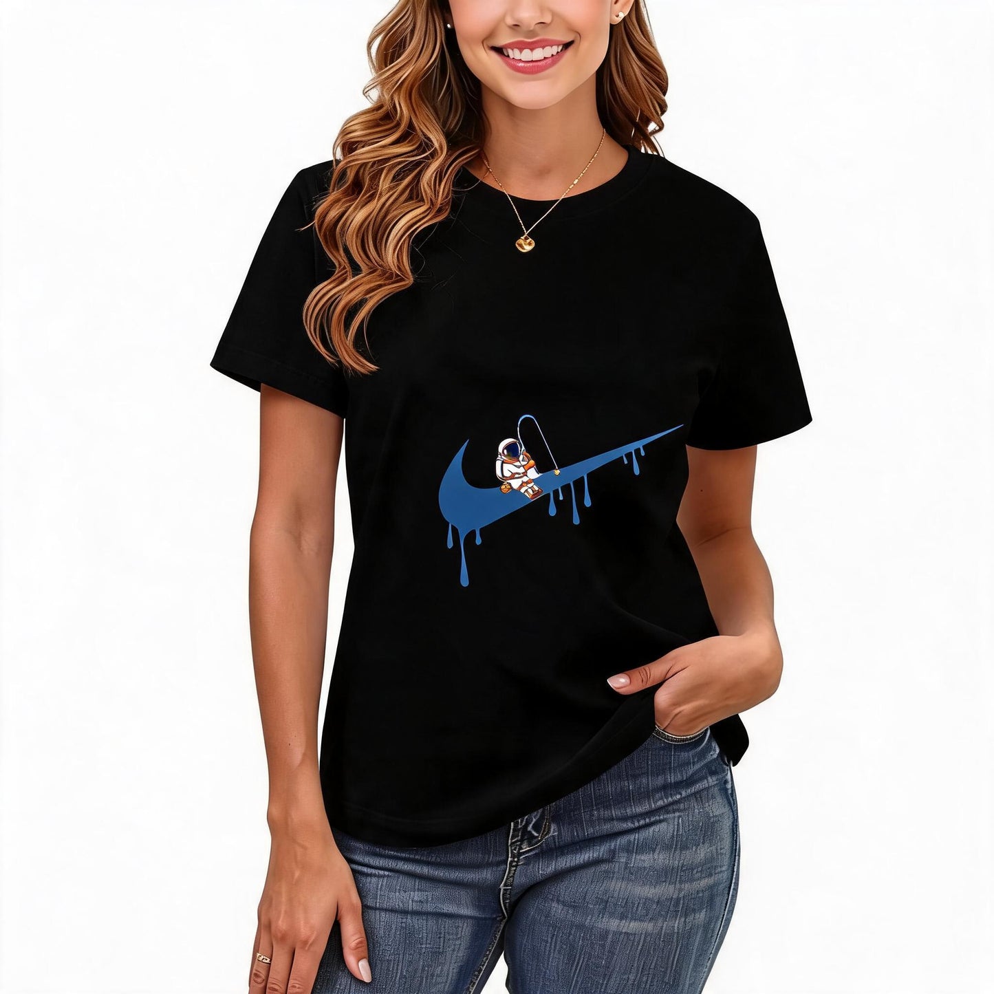 Women's Loose Fit Printed T-shirt | 200GSM Soft Breathable Cotton, Trendy Pattern for Daily & Outdoor Use 119