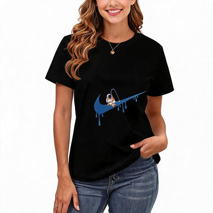 Women's Loose Fit Printed T-shirt | 200GSM Soft Breathable Cotton, Trendy Pattern for Daily & Outdoor Use 119
