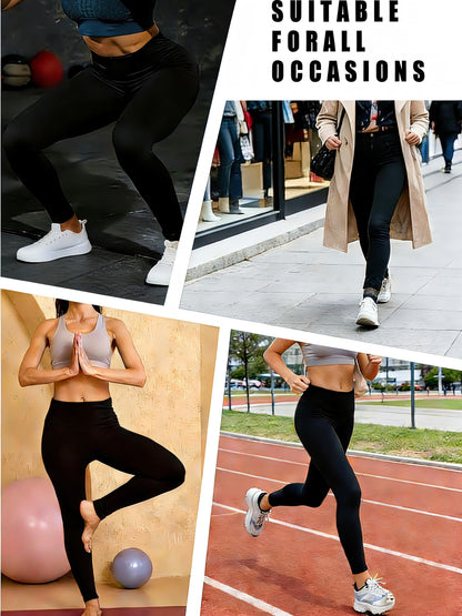 Women’s 6-Pack High Waist Athletic Leggings, Buttery Soft Opaque Fabric Fitness Workout Pants, Assorted Colors Multipack