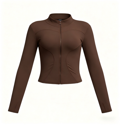 Women’s Zipper Yoga Jacket, Long Sleeve Sports Top for Running & Fitness Training