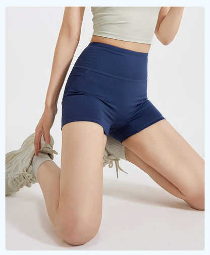 Women's Striped High Waist Yoga Shorts, Breathable Tummy Control, Seamless Butt Lifting Sports Shorts for Summer Workout Running