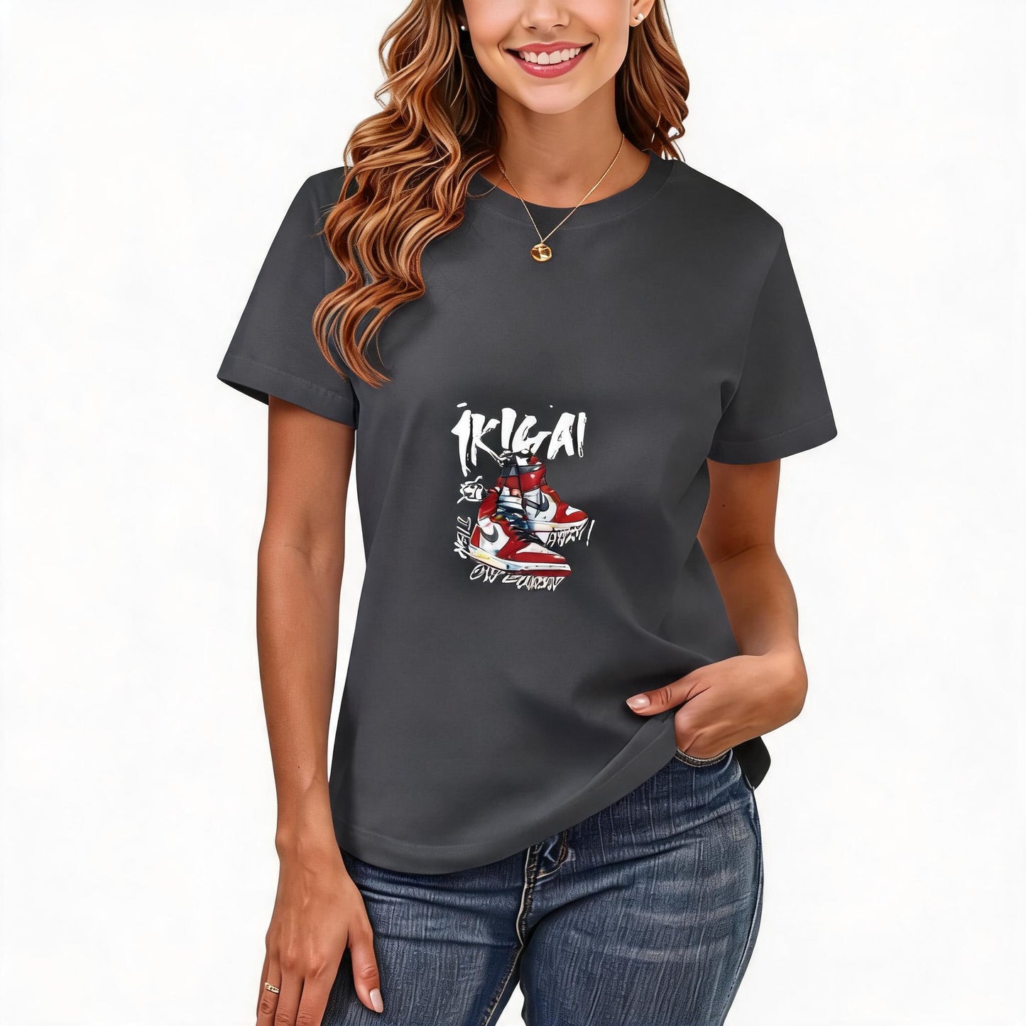 Women's Loose Fit Printed T-shirt | 200GSM Soft Breathable Cotton, Trendy Pattern for Daily & Outdoor Use 123