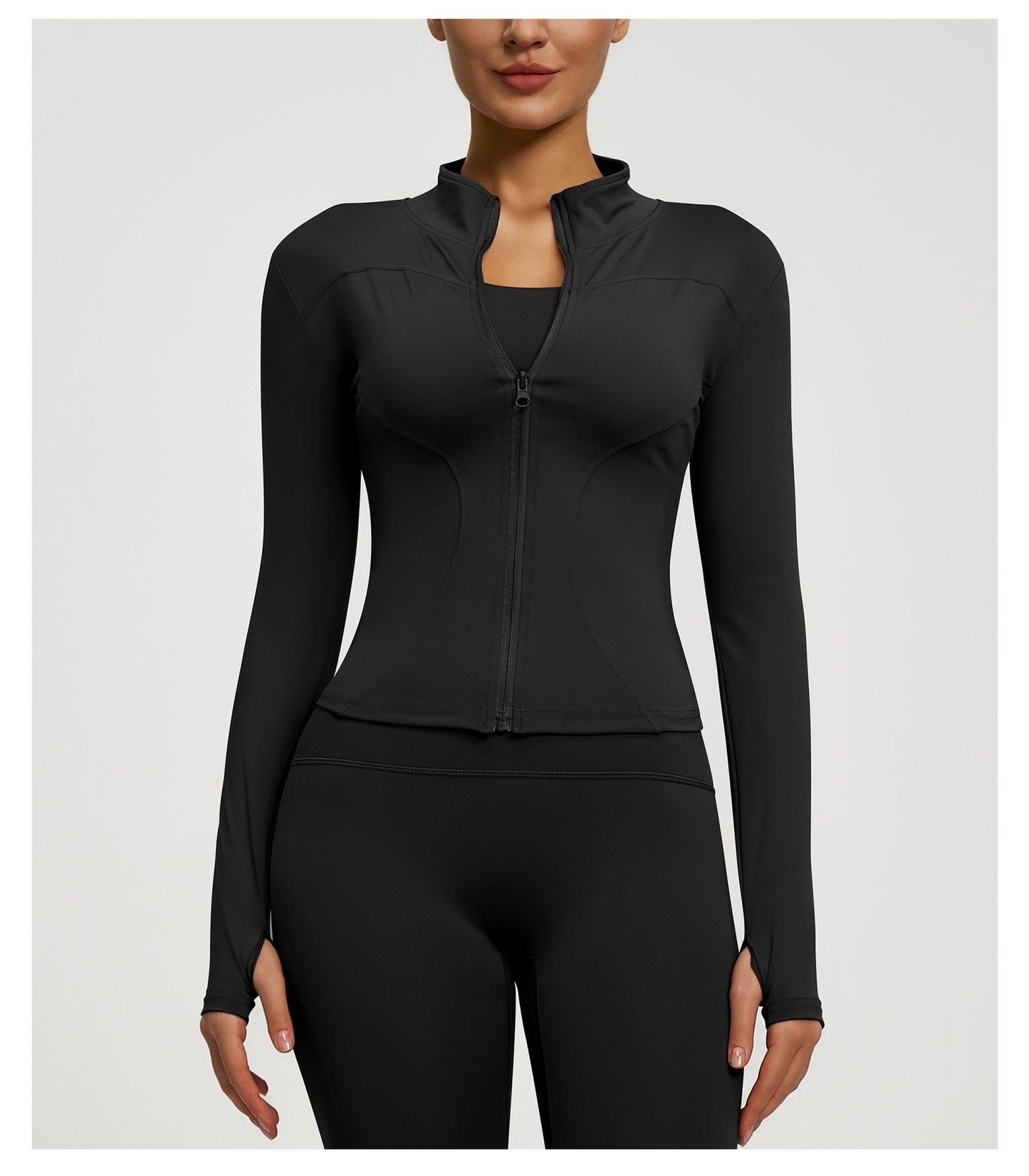 Women’s Zipper Yoga Jacket, Long Sleeve Sports Top for Running & Fitness Training