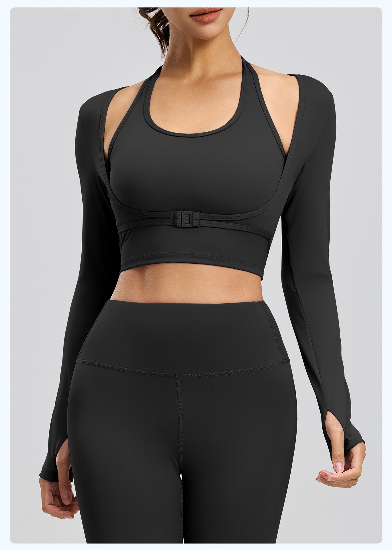 Women's Halter Neck Sports Top, 2-in-1 Built-in Bra Yoga Shirt, Stylish Workout Top for Outdoor Wear