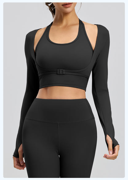 Women's Halter Neck Sports Top, 2-in-1 Built-in Bra Yoga Shirt, Stylish Workout Top for Outdoor Wear