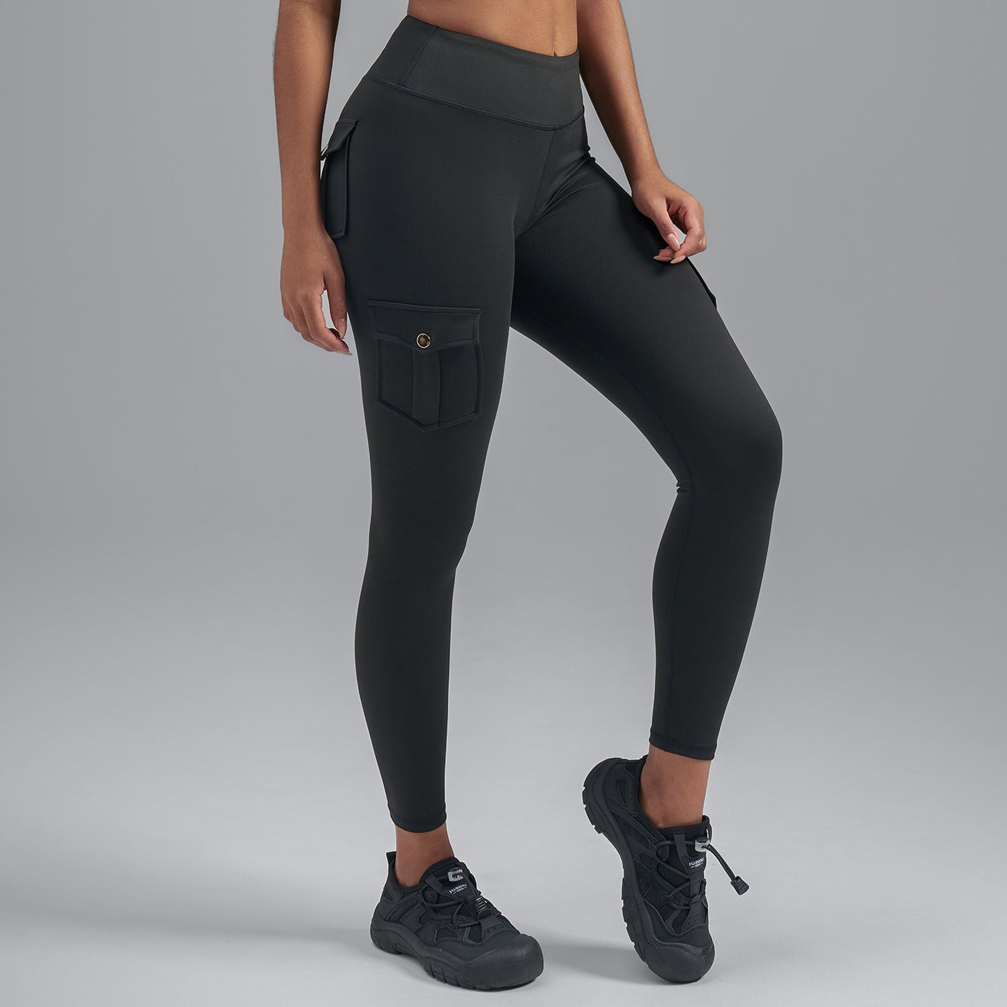 Brushed Cargo Pocket Yoga Pants, Women's Peach Hip Tight Quick Dry Butt Lifting Sports Fitness Leggings