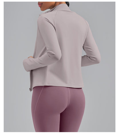 Women’s Color Block Yoga Jacket, Stretchy Fabric Sports Top for Fitness Workout Training