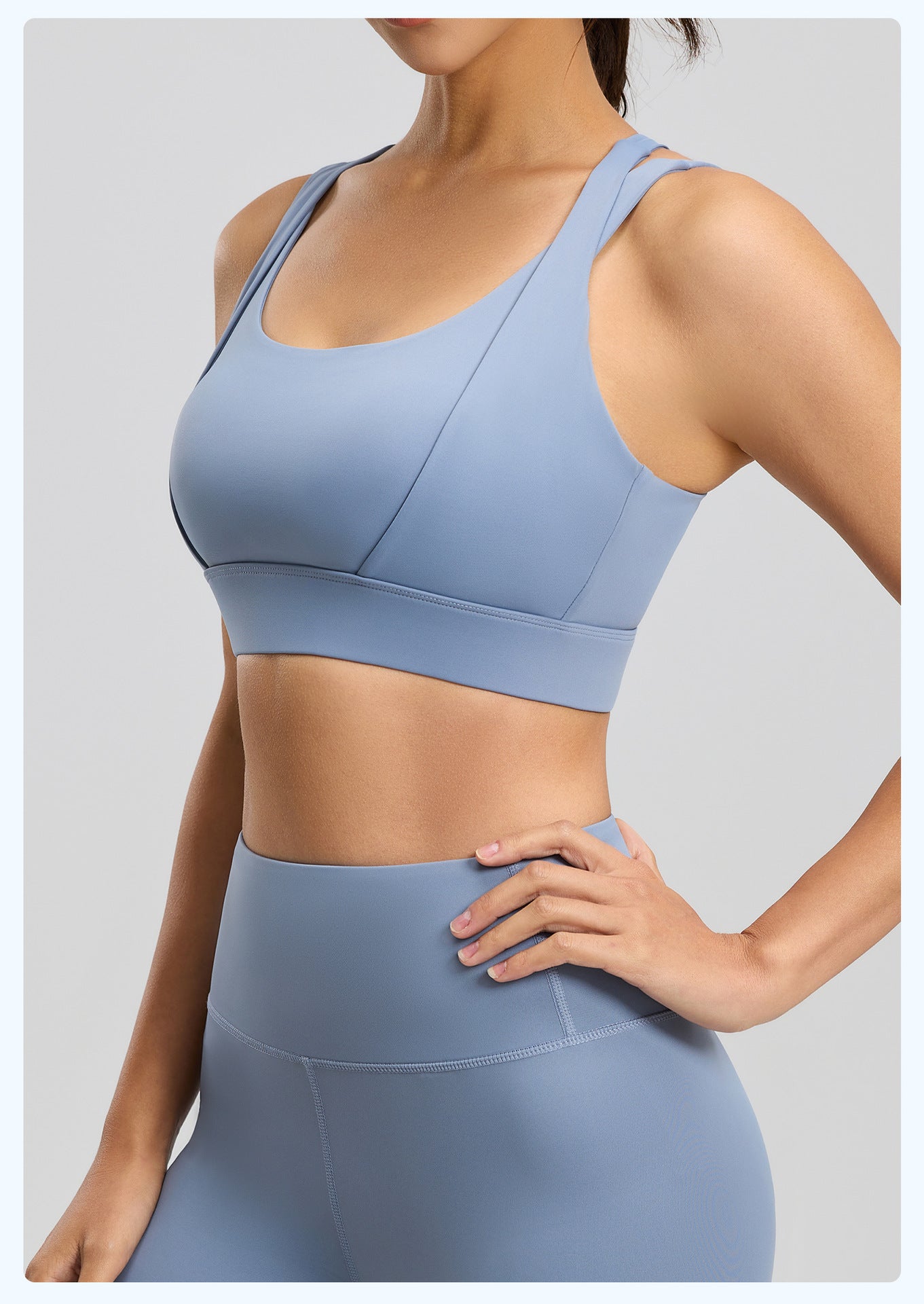 Women's Yoga Sports Bra, Push-Up Double Strap, Removable Pads, High-Impact Shockproof Naked Feeling Workout Bra