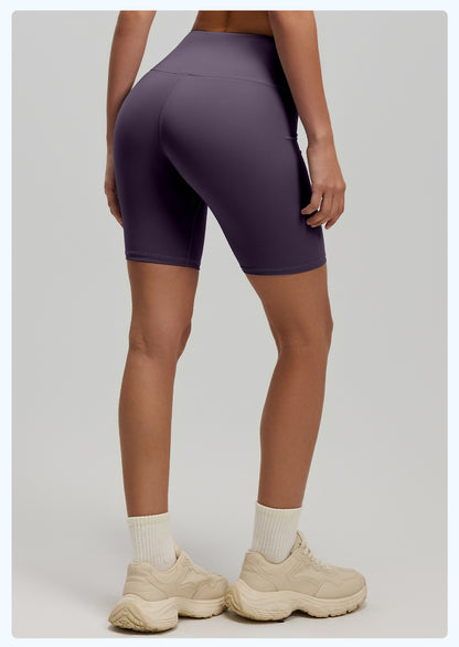 Women's High Waist Yoga Shorts, Butt Lifting Peach Hip 5-Pocket Length Workout Shorts, Stretch Tight Fitness Running Shorts