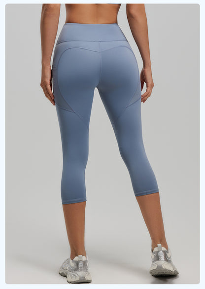Women's High Waist 7/8 Yoga Pants with Side Pockets, Butt Lifting Booty Sculpting Tight Fitness Leggings