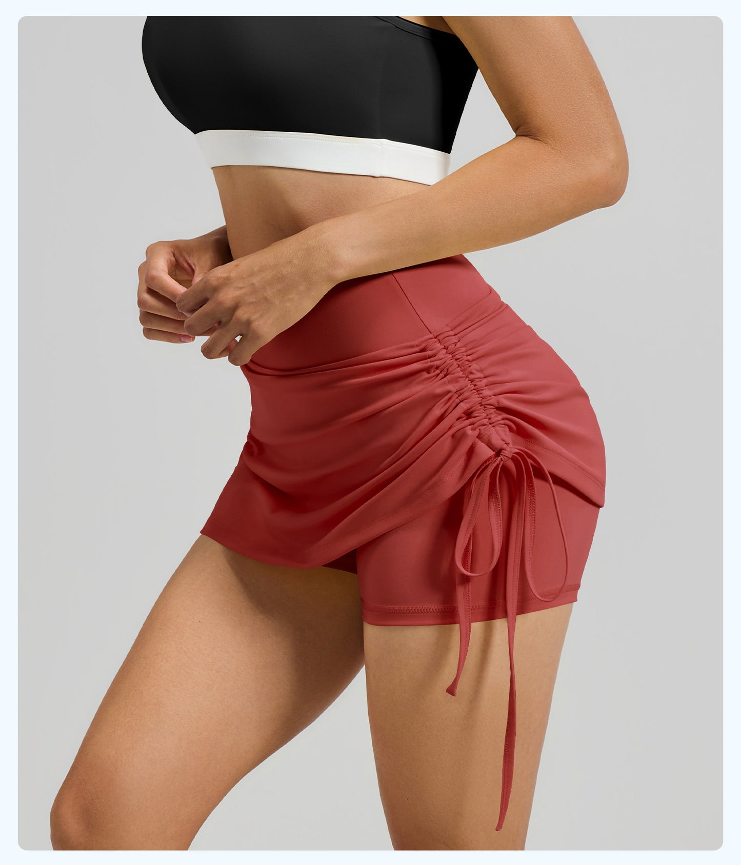New Ruched Sports Skort Women, High Waist Anti-Exposure Running Shorts, 2-in-1 Short Yoga Skort
