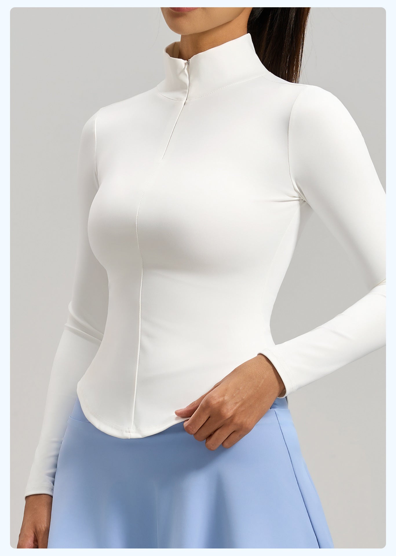 Women's Fashion Half Zip Yoga Top, Naked Feeling Slim Fit Seamless Breathable Sports Workout Shirt