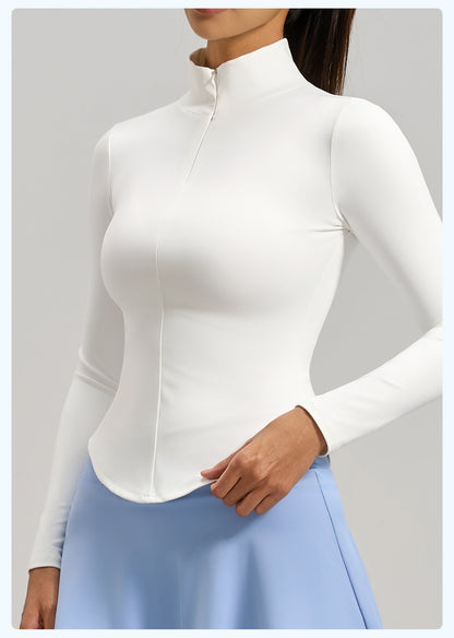 Women's Fashion Half Zip Yoga Top, Naked Feeling Slim Fit Seamless Breathable Sports Workout Shirt