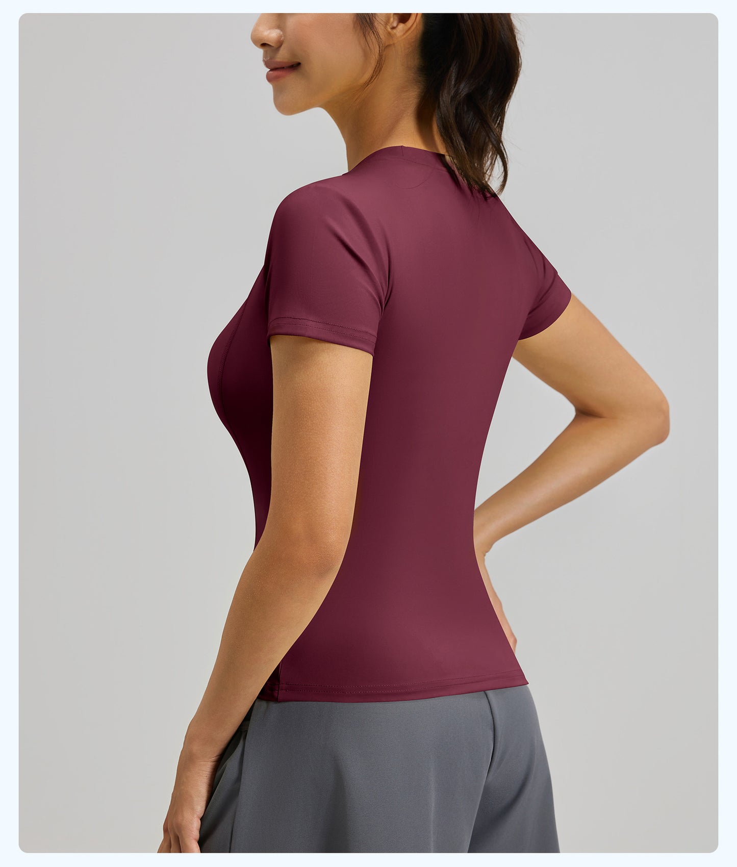 Women's Slim Fit Yoga Short Sleeve Top, Lightweight Stretch Sports T-Shirt, Breathable Activewear Ideal for Running, Gym Fitness and Daily Workout