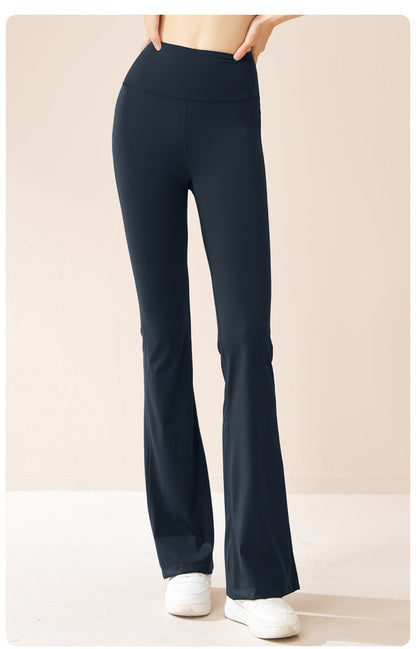 Women's High Elastic Flare Fitness Pants, High Waist Hip Lifting Tummy Control Slim Cloud-Feel Yoga Wide Leg Trousers