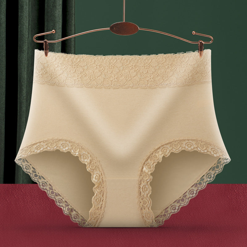 Women’s Plus Size High Waist Cotton Briefs, Seamless Lace Trim Underwear with Cotton Lined Crotch, Multi Color Everyday Panties