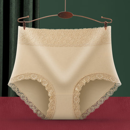 Women’s Plus Size High Waist Cotton Briefs, Seamless Lace Trim Underwear with Cotton Lined Crotch, Multi Color Everyday Panties