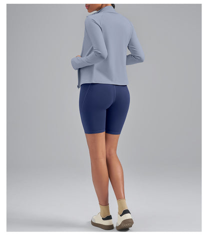 Women’s Color Block Yoga Jacket, Stretchy Fabric Sports Top for Fitness Workout Training