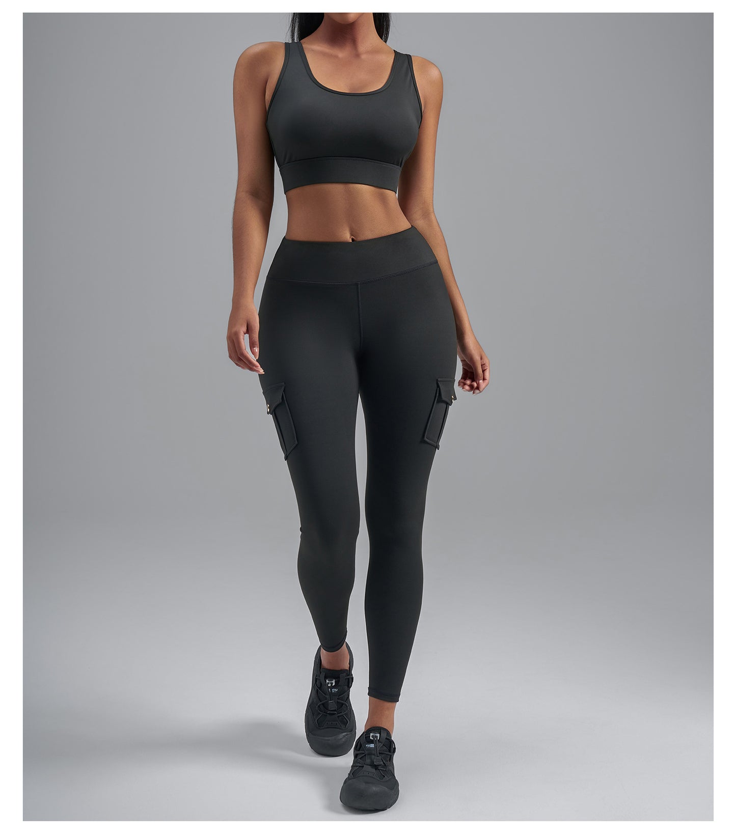 Brushed Cargo Pocket Yoga Pants, Women's Peach Hip Tight Quick Dry Butt Lifting Sports Fitness Leggings