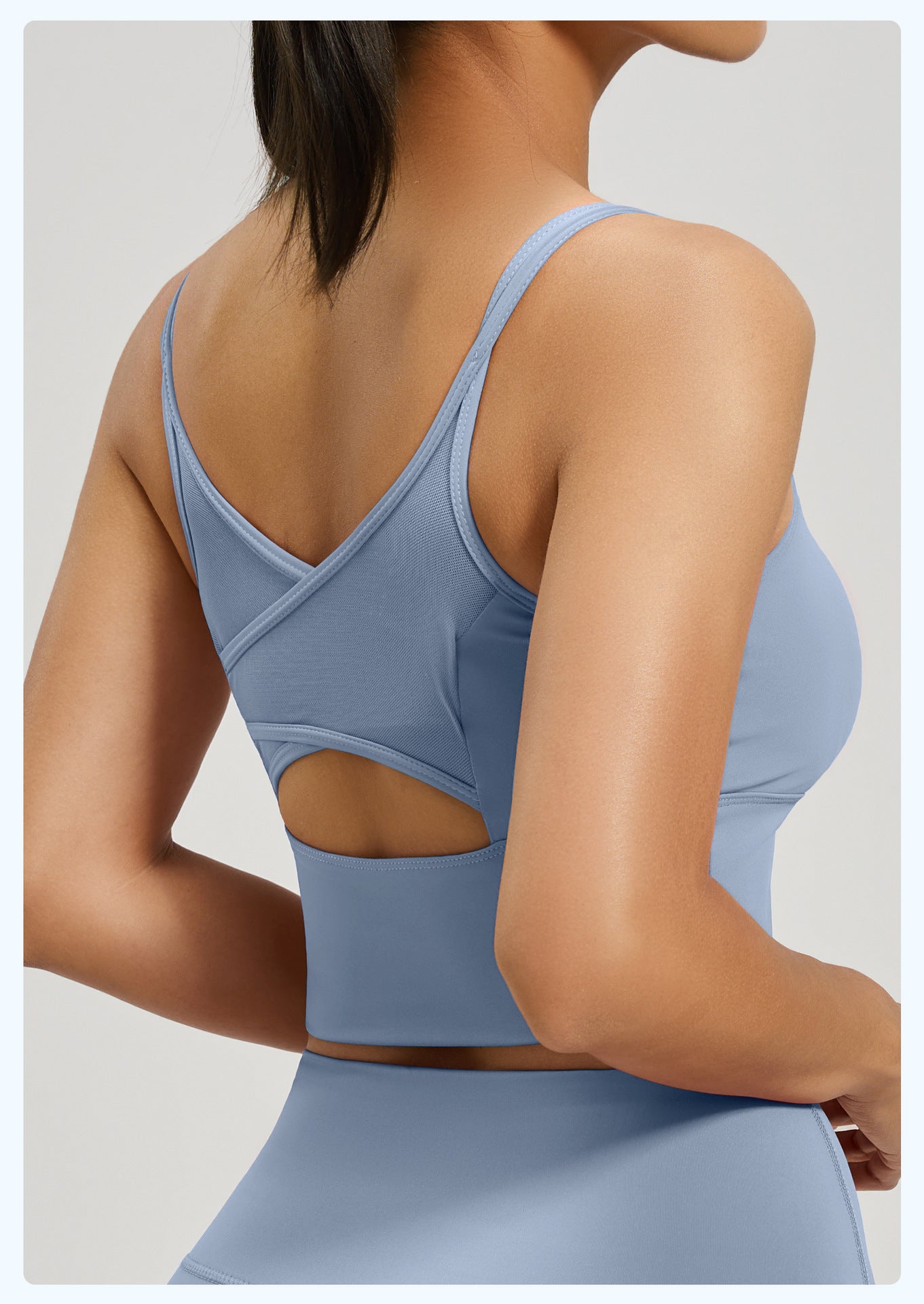 Women's Crisscross Back Sports Bra, Shockproof Push Up Fixed Shape Thin Strap Yoga Fitness Bralette
