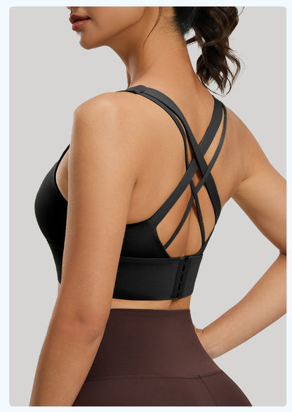 Women's High-Elastic High-Support Shockproof Sports Bra, Removable Pads & Back Hook Closure, Workout Fitness Yoga Bra