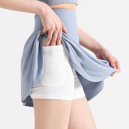 Women's Summer Outdoor Anti-Exposure Sports Skort – Naked Feel, 2-in-1 Design, Yoga Workout Short Skirt